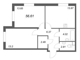 2 ккв № 85 Корп.: 2.1 Уч. 2 , Секция 1.2  в ЖК Кинопарк