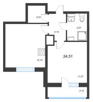 2 ккв (Евро) № 70 Корп.: 2 Уч. 3 , Секция 2.2  в ЖК Кинопарк