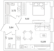 2 ккв (Евро) № 257 Корп.: 2.1 Уч. 2 , Секция 1.6  в ЖК Кинопарк