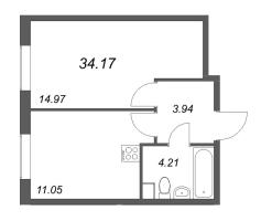 1 ккв № 258 Корп.: 2.1 Уч. 2 , Секция 1.6  в ЖК Кинопарк