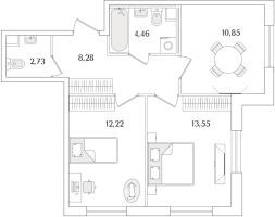 2 ккв № 486 Корп.: 2.2 Уч. 2 , Секция 2.2  в ЖК Кинопарк