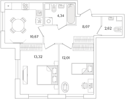 2 ккв № 589 Корп.: 2.2 Уч. 2 , Секция 2.4  в ЖК Кинопарк