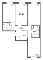 3 ккв № 93 Корп.: 2.1 Уч. 2 , Секция 1.2  в ЖК Кинопарк