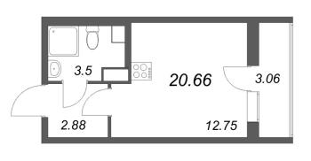 Студия № 491 Корп.: 2.2 Уч. 2 , Секция 2.2  в ЖК Кинопарк