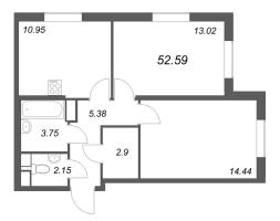 2 ккв № 205 Корп.: 2.1 Уч. 2 , Секция 1.5  в ЖК Кинопарк