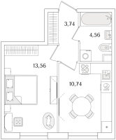1 ккв № 588 Корп.: 2.2 Уч. 2 , Секция 2.4  в ЖК Кинопарк