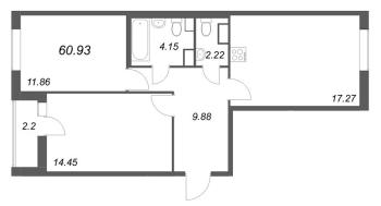 3 ккв (Евро) № 728 Корп.: 3.2 , Секция 2.5  в ЖК Кинопарк