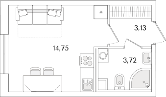 Студия № 656 Корп.: 2.2 Уч. 2 , Секция 2.5  в ЖК Кинопарк