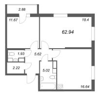 3 ккв (Евро) № 795 Корп.: 2.2 Уч. 2 , Секция 2.7  в ЖК Кинопарк