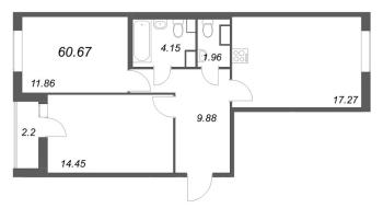3 ккв (Евро) № 734 Корп.: 3.2 , Секция 2.5  в ЖК Кинопарк