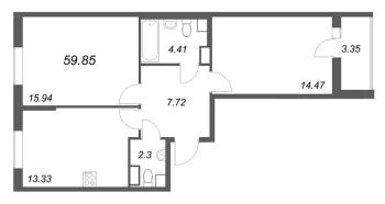2 ккв № 513 Корп.: 2.2 Уч. 2 , Секция 2.2  в ЖК Кинопарк