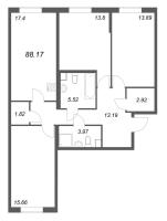 4 ккв (Евро) № 198 Корп.: 2.1 Уч. 2 , Секция 1.5  в ЖК Кинопарк