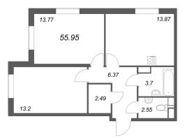 2 ккв № 92 Корп.: 2.1 Уч. 2 , Секция 1.2  в ЖК Кинопарк