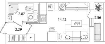 Студия № 282 Корп.: 1 Уч. 3 , Секция 1.5  в ЖК Кинопарк