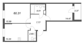 2 ккв № 497 Корп.: 2.2 Уч. 2 , Секция 2.2  в ЖК Кинопарк