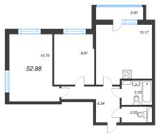 3 ккв (Евро) № 13 Корп.: 2 Уч. 3 , Секция 2.1  в ЖК Кинопарк