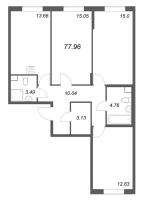 3 ккв № 86 Корп.: 2.1 Уч. 2 , Секция 1.2  в ЖК Кинопарк