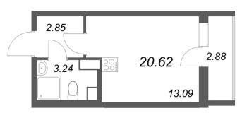 Студия № 356 Корп.: 2.1 Уч. 2 , Секция 1.7  в ЖК Кинопарк