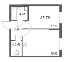 2 ккв (Евро) № 265 Корп.: 2.1 Уч. 2 , Секция 1.6  в ЖК Кинопарк