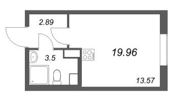 Студия № 263 Корп.: 2.1 Уч. 2 , Секция 1.6  в ЖК Кинопарк