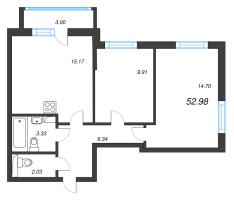 3 ккв (Евро) № 107 Корп.: 2 Уч. 3 , Секция 2.3  в ЖК Кинопарк