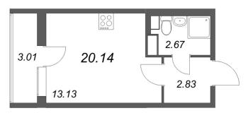 Студия № 499 Корп.: 3.2 , Секция 2.1  в ЖК Кинопарк