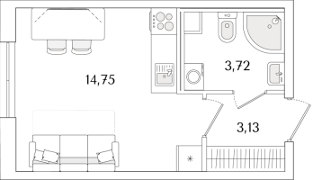 Студия № 657 Корп.: 2.2 Уч. 2 , Секция 2.5  в ЖК Кинопарк