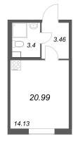 Студия № 932 Корп.: 3.2 , Секция 2.9  в ЖК Кинопарк