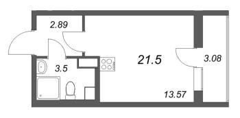 Студия № 271 Корп.: 2.1 Уч. 2 , Секция 1.6  в ЖК Кинопарк