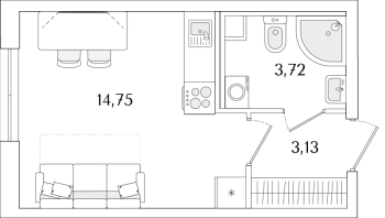 Студия № 659 Корп.: 2.2 Уч. 2 , Секция 2.5  в ЖК Кинопарк