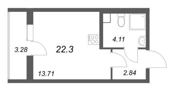 Студия № 84 Корп.: 2.1 Уч. 2 , Секция 1.2  в ЖК Кинопарк