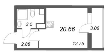 Студия № 498 Корп.: 2.2 Уч. 2 , Секция 2.2  в ЖК Кинопарк
