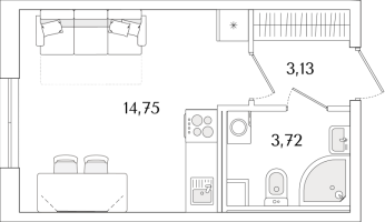 Студия № 658 Корп.: 2.2 Уч. 2 , Секция 2.5  в ЖК Кинопарк