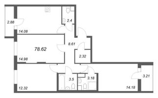 3 ккв № 435 Корп.: 2.2 Уч. 2 , Секция 2.1  в ЖК Кинопарк