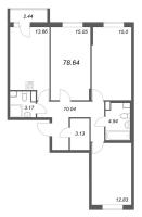 3 ккв № 107 Корп.: 2.1 Уч. 2 , Секция 1.2  в ЖК Кинопарк