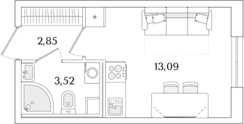 Студия № 342 Корп.: 2.1 Уч. 2 , Секция 1.7  в ЖК Кинопарк