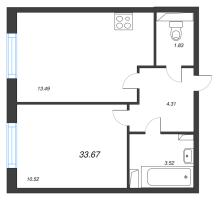 2 ккв (Евро) № 460 Корп.: 2 Уч. 3 , Секция 2.9  в ЖК Кинопарк