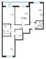 3 ккв № 71 Корп.: 2 Уч. 3 , Секция 2.2  в ЖК Кинопарк