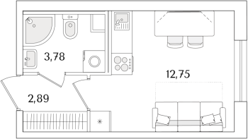 Студия № 484 Корп.: 2.2 Уч. 2 , Секция 2.2  в ЖК Кинопарк