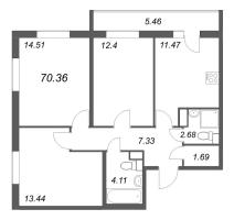 3 ккв № 891 Корп.: 3.2 , Секция 2.8  в ЖК Кинопарк