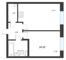 2 ккв (Евро) № 541 Корп.: 2 Уч. 3 , Секция 2.10  в ЖК Кинопарк