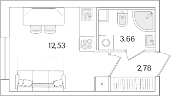Студия № 591 Корп.: 2.2 Уч. 2 , Секция 2.4  в ЖК Кинопарк