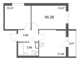 2 ккв № 502 Корп.: 3.2 , Секция 2.1  в ЖК Кинопарк