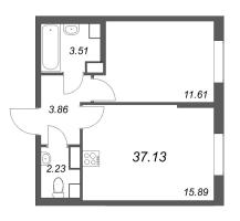 2 ккв (Евро) № 264 Корп.: 2.1 Уч. 2 , Секция 1.6  в ЖК Кинопарк