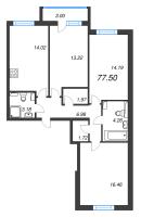 3 ккв № 21 Корп.: 2 Уч. 3 , Секция 2.1  в ЖК Кинопарк
