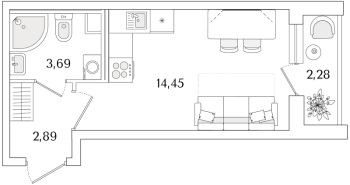 Студия № 338 Корп.: 2.1 Уч. 2 , Секция 1.7  в ЖК Кинопарк