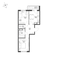 2 ккв № 454 Корп.: 3 Уч. 9 , Секция 8  в ЖК Клюква.Парк