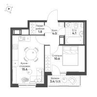 1 ккв № 253 Корп.: 3 Уч. 9 , Секция 4  в ЖК Клюква.Парк