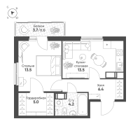 1 ккв № 13 Корп.: 3 Уч. 9 , Секция 1  в ЖК Клюква.Парк