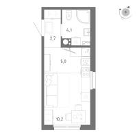 Студия № 34 Корп.: 1 Уч. 5 , Секция 1  в ЖК Клюква.Парк